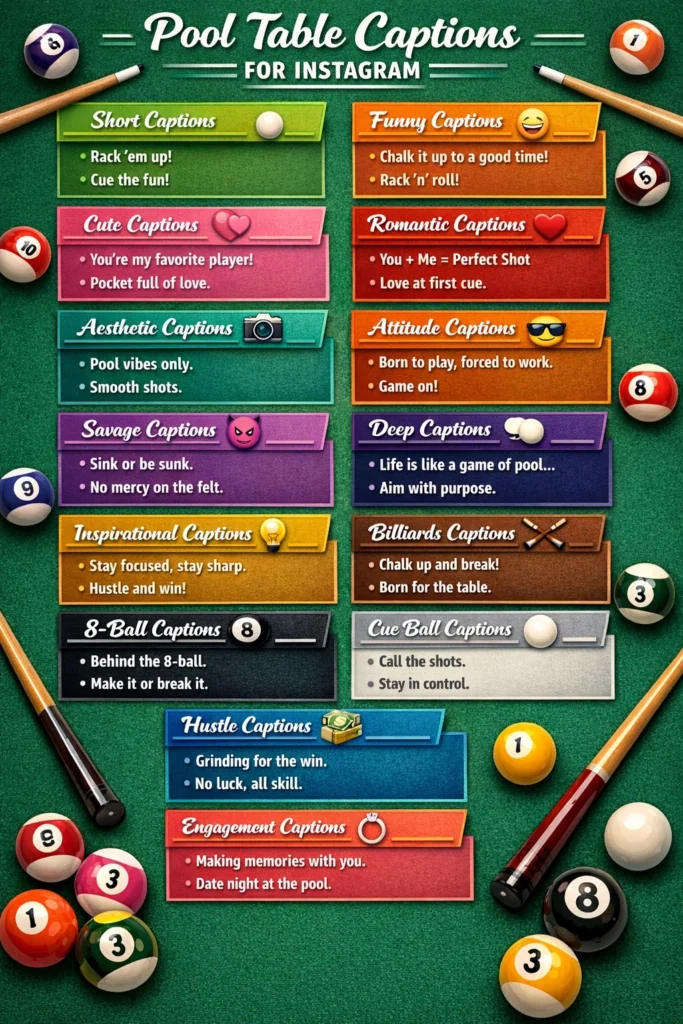 Pool Table Captions Instagram
