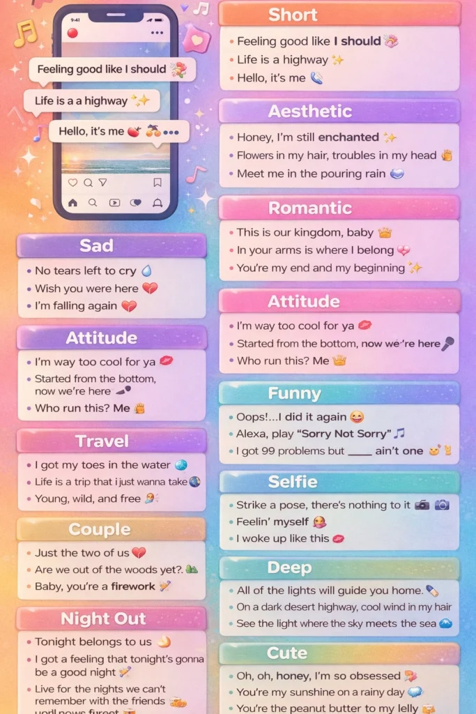 Song Lyrics Captions Instagram