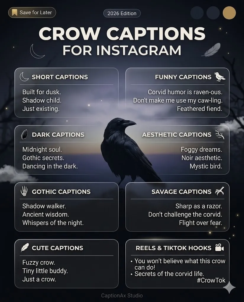 Crow Captions for Instagram