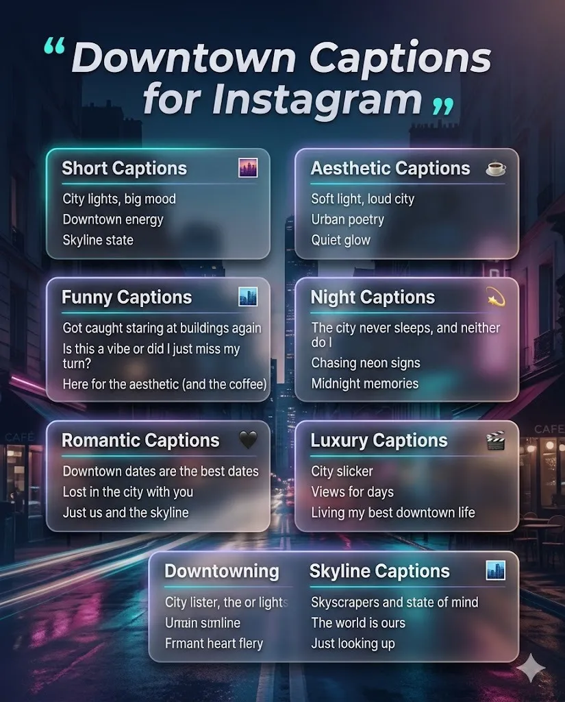 Downtown Captions for Instagram