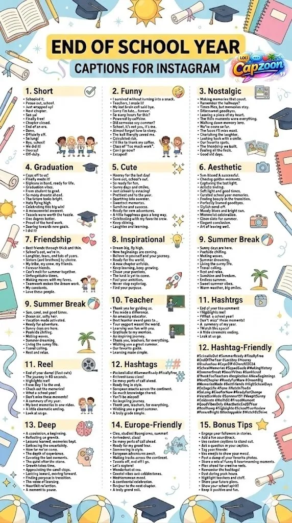 End of School Year Captions for Instagram