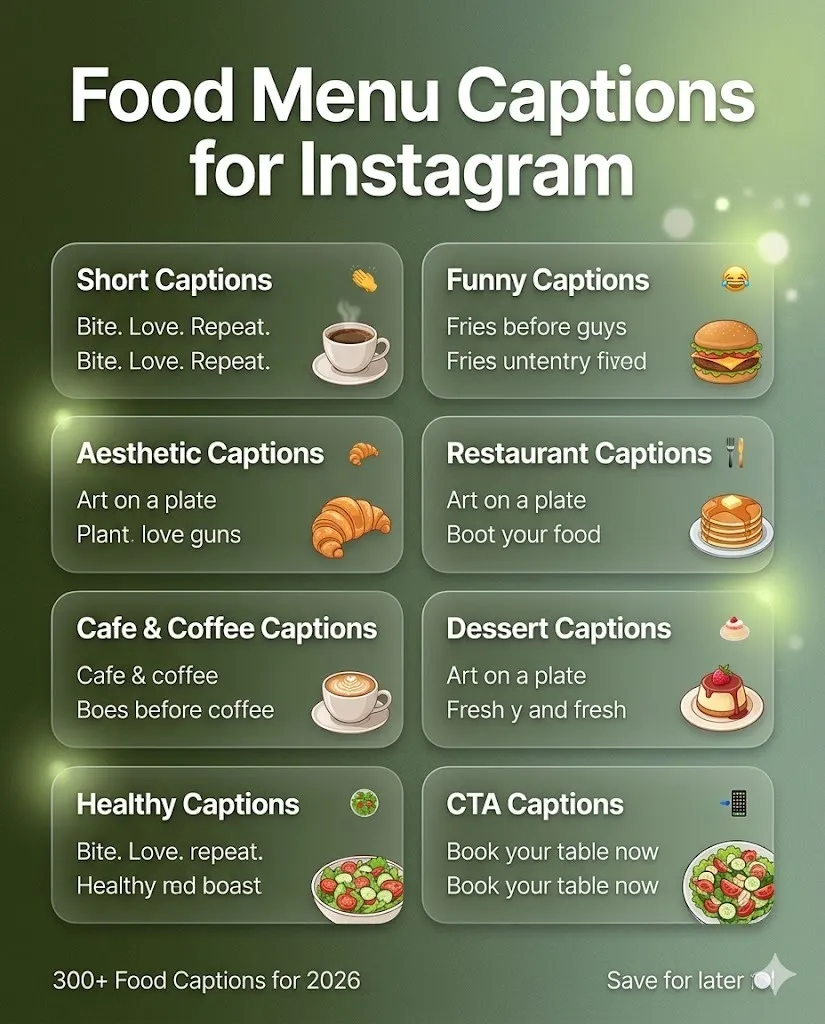 Food Menu Captions for Instagram