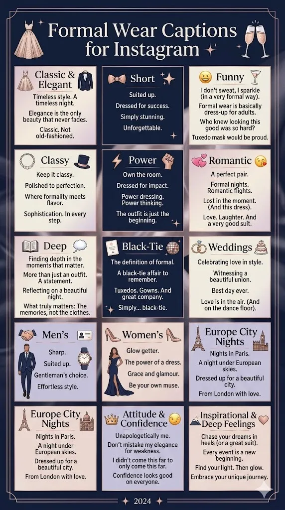Formal Wear Captions for Instagram