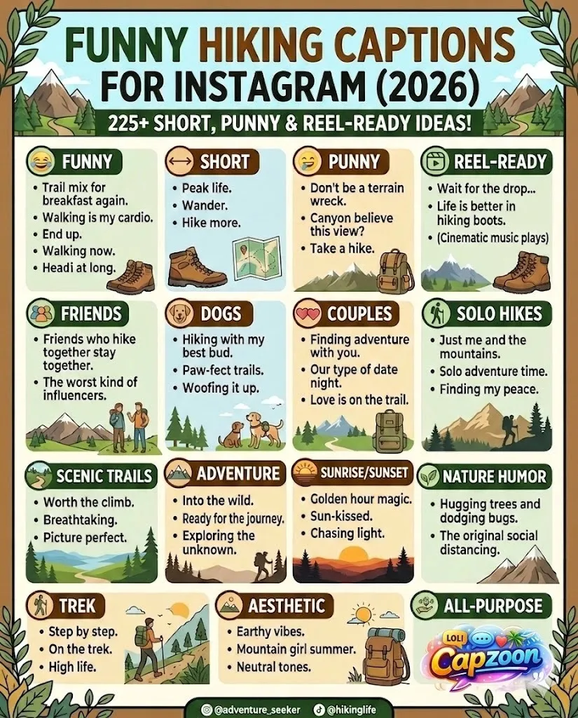 Funny Hiking Captions for Instagram