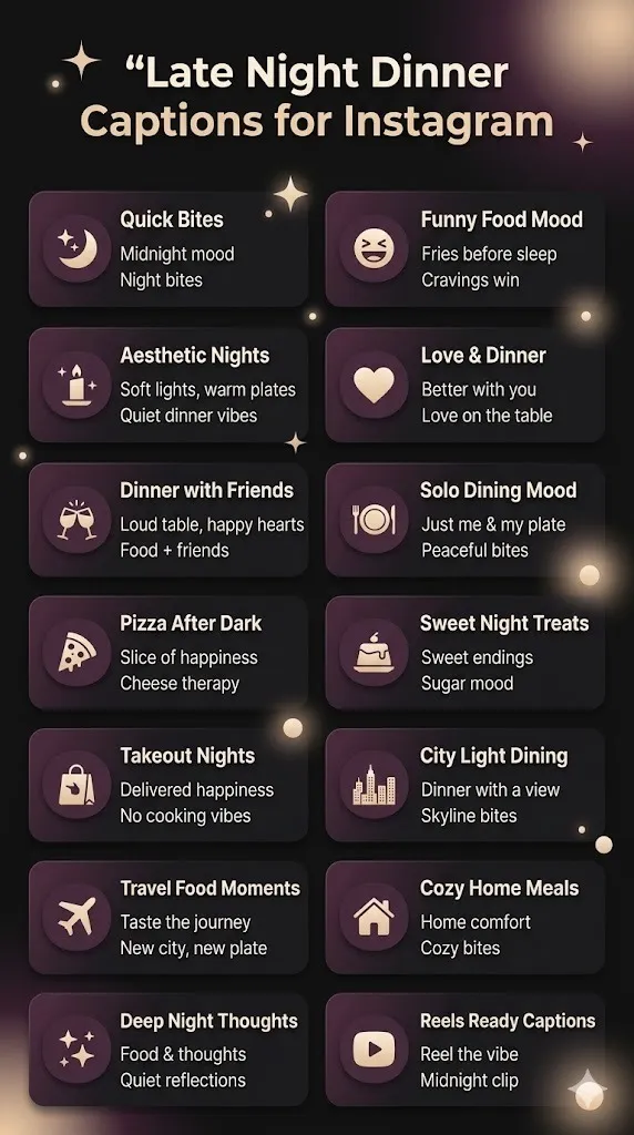 Late Night Dinner Captions for Instagram