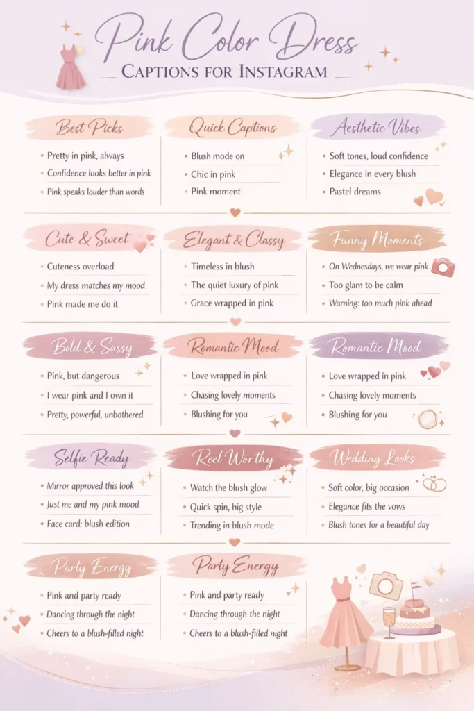 Pink Color Dress Captions for Instagram