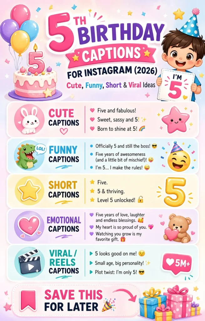5th Birthday Captions for Instagram