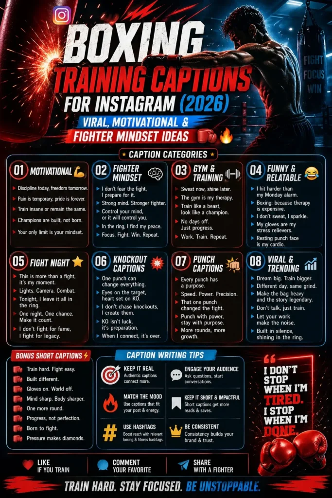 Boxing Training Captions for Instagram