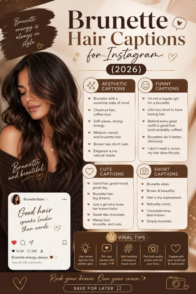 Brunette Hair Captions for Instagram