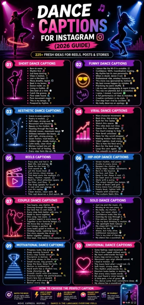 Dance Captions for Instagram