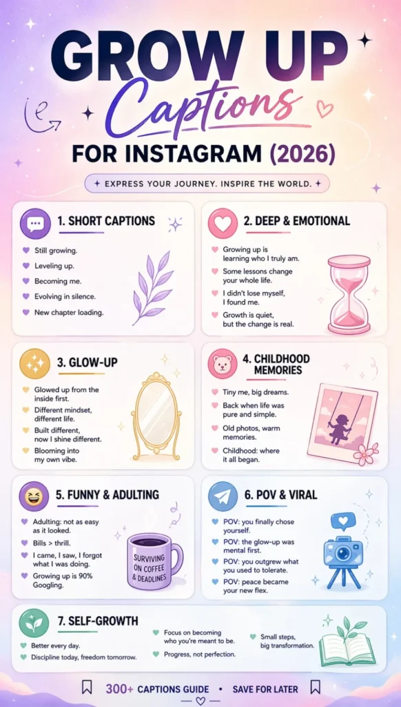 Grow Up Captions for Instagram