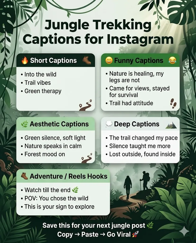 Jungle Trekking Captions for Instagram