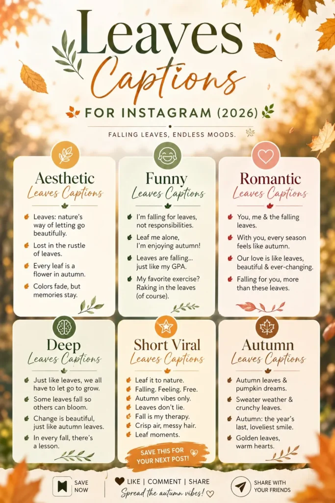 Leaves Captions for Instagram