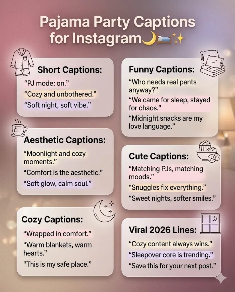 Pajama Party Captions for Instagram