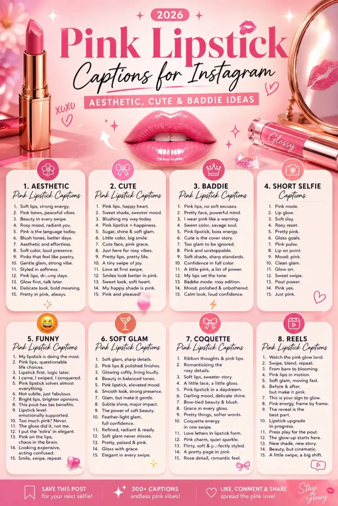 Pink Lipstick Captions for Instagram