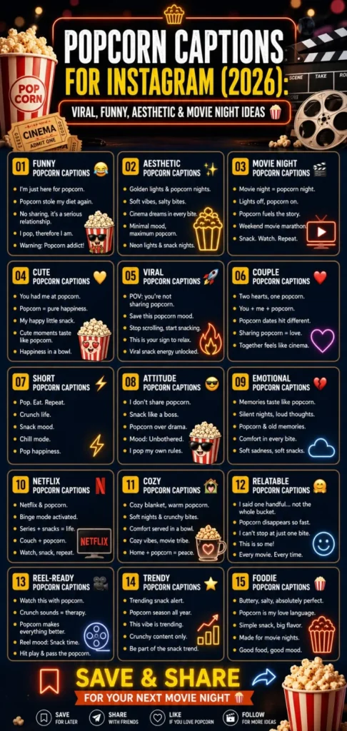 Popcorn Captions for Instagram