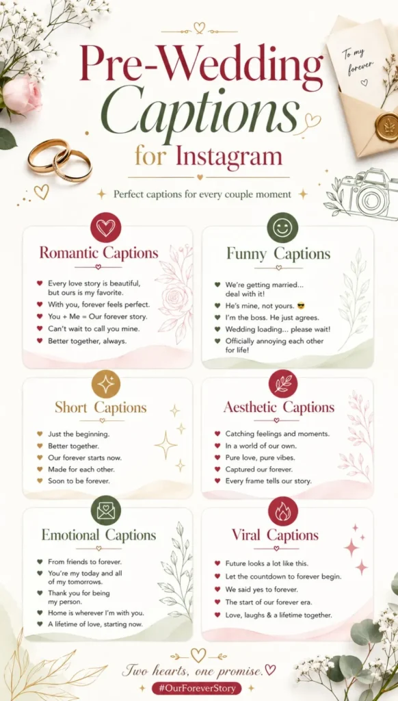 Pre-Wedding Captions for Instagram