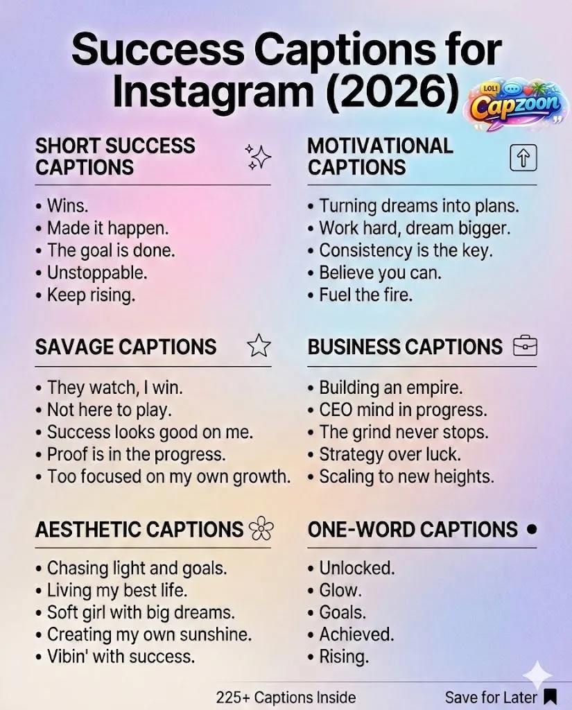 Success Captions for Instagram
