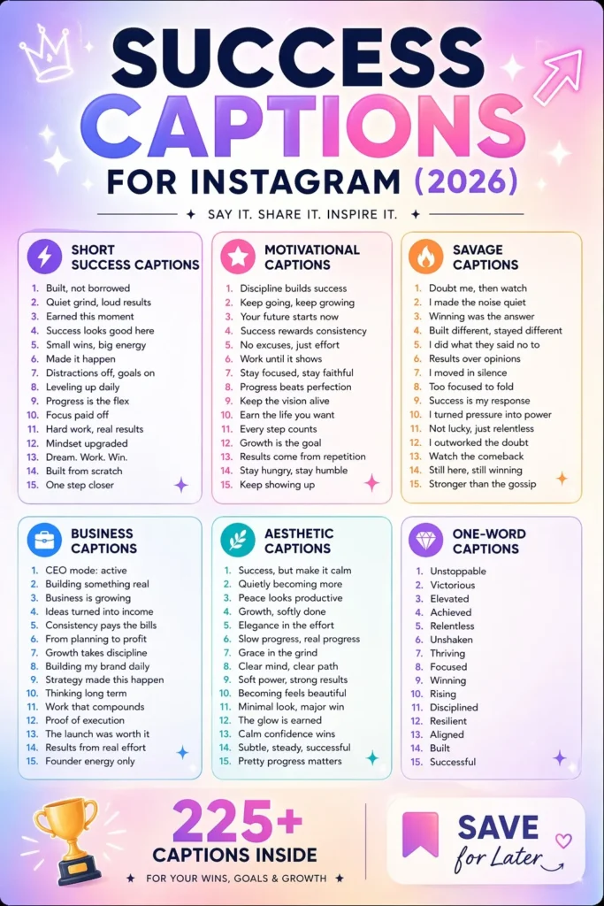 Success Captions for Instagram