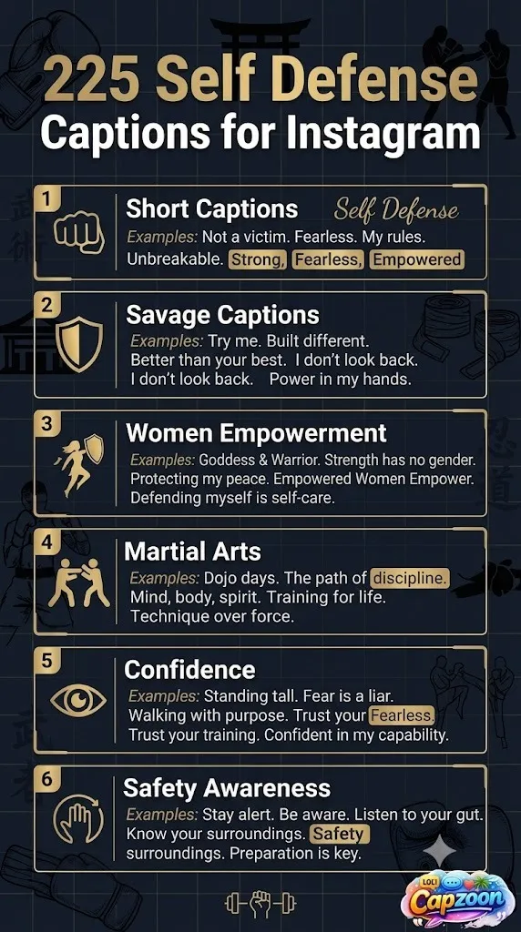 Self Defense Captions for Instagram