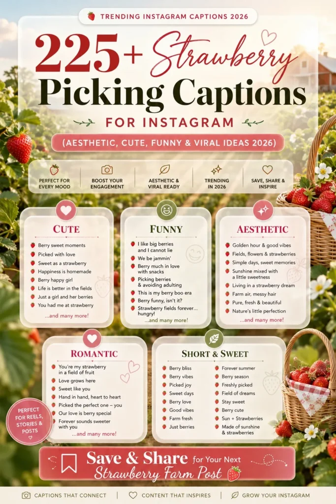 Strawberry Picking Captions for Instagram