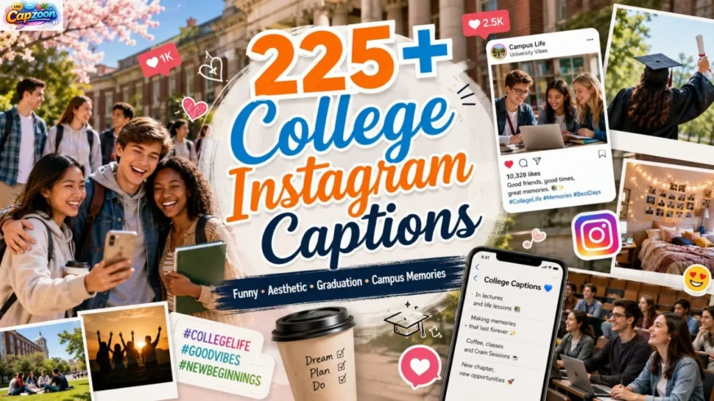 225+ College Instagram Captions for campus life, graduation, student memories, friendships, and university moments.