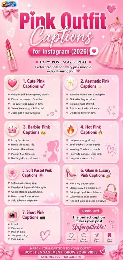 Pink Outfit Captions for Instagram
